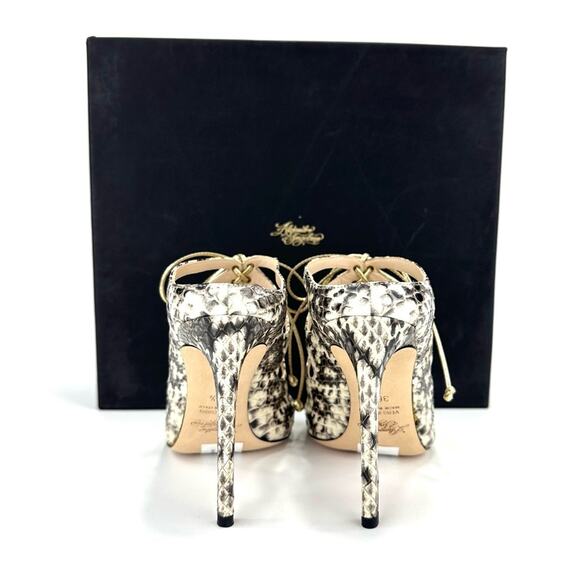 Alejandro Ingelmo Stiletto Heel Sandal Size 6.5 Snake Print Leather Slip-On New - Picture 9 of 16